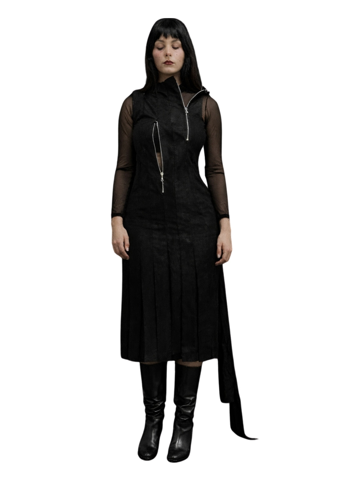 VELVET FRACTURE DRESS - BLACK