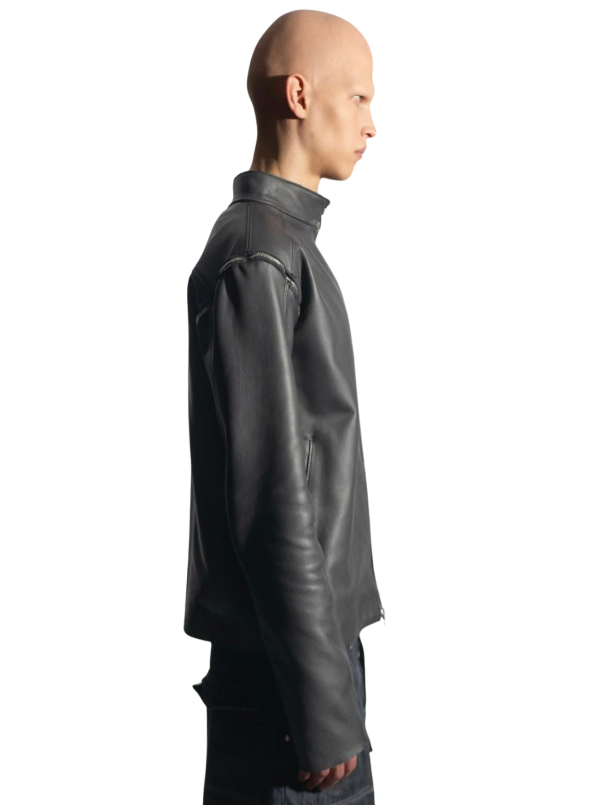 FITTED LEATHER JACKET - BLACK