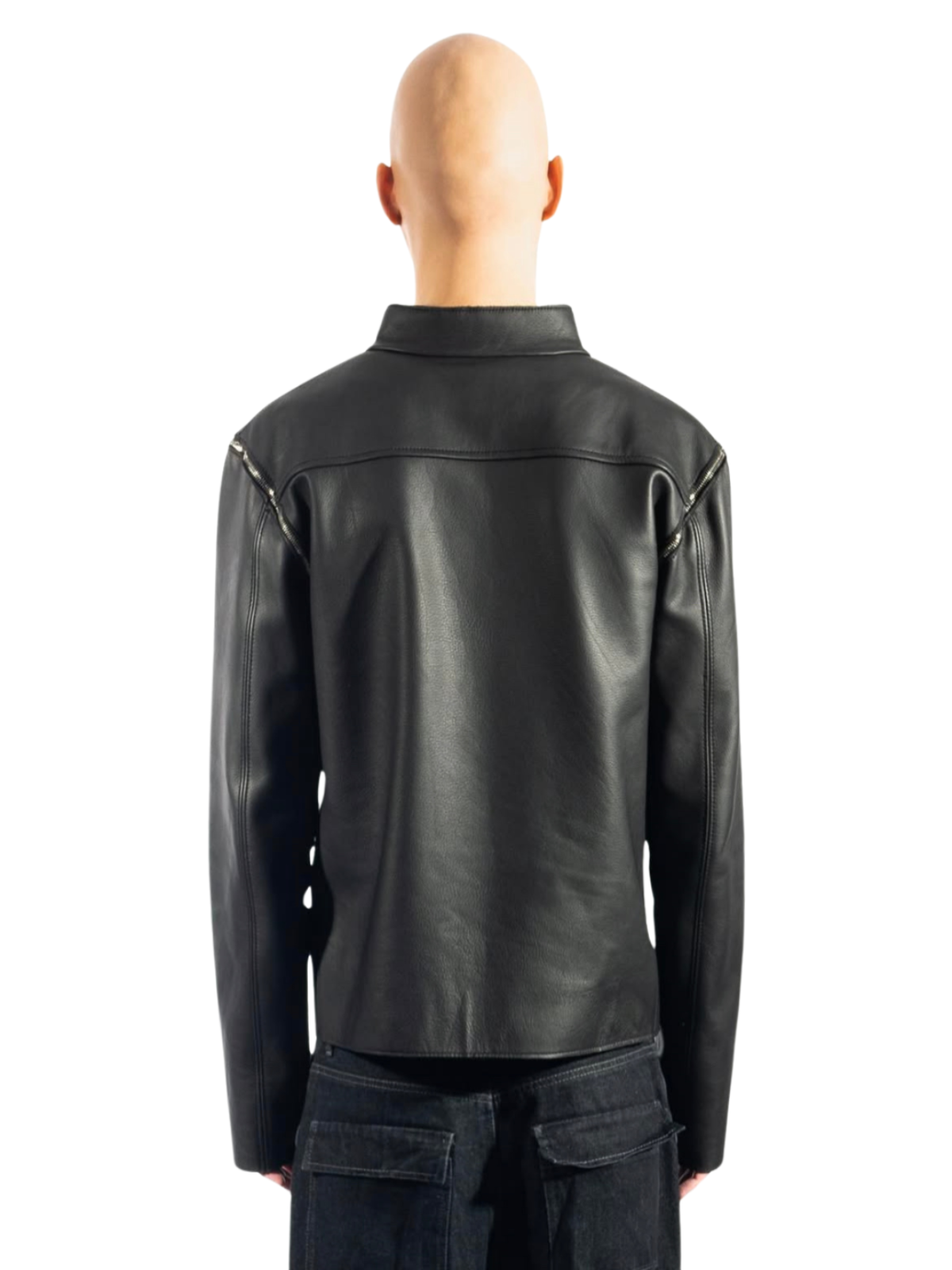 FITTED LEATHER JACKET - BLACK