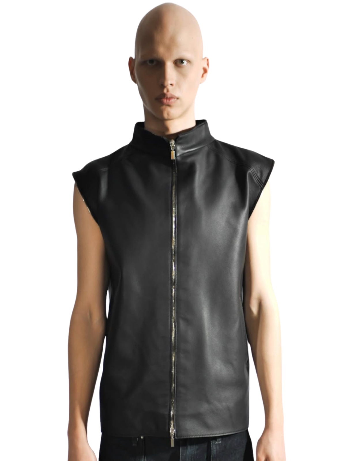 FITTED LEATHER JACKET - BLACK