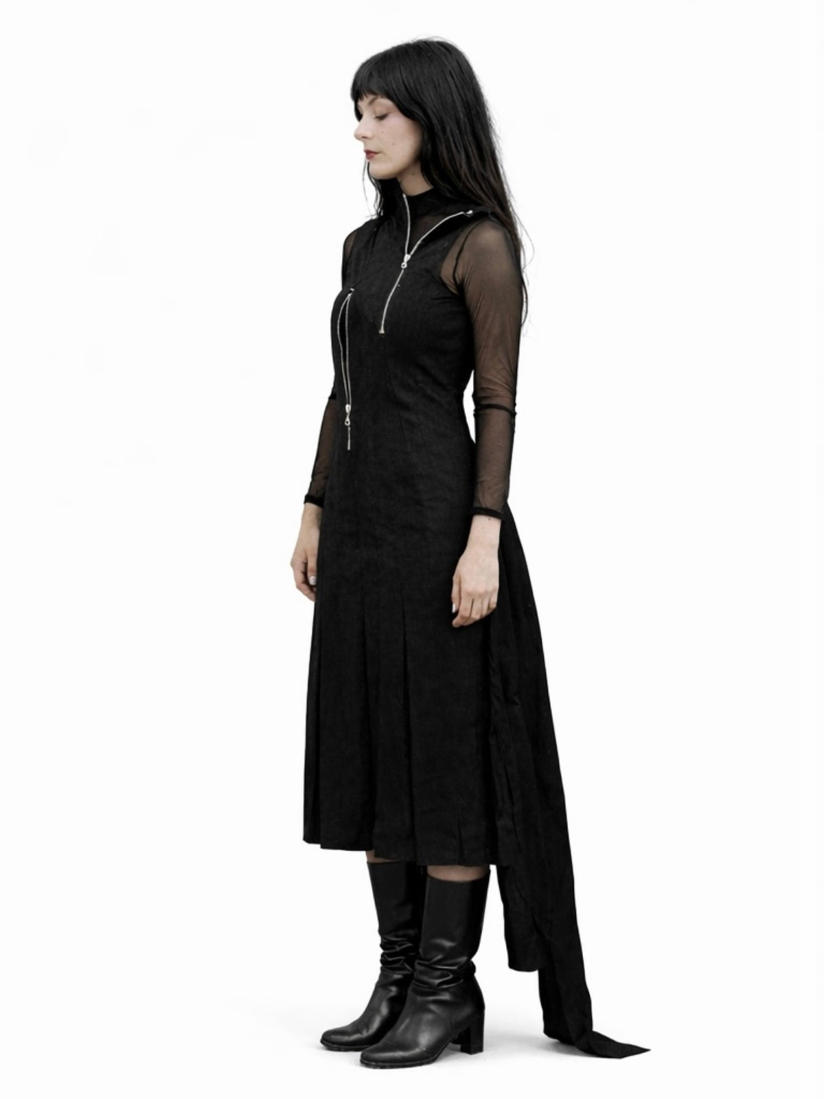 VELVET FRACTURE DRESS - BLACK