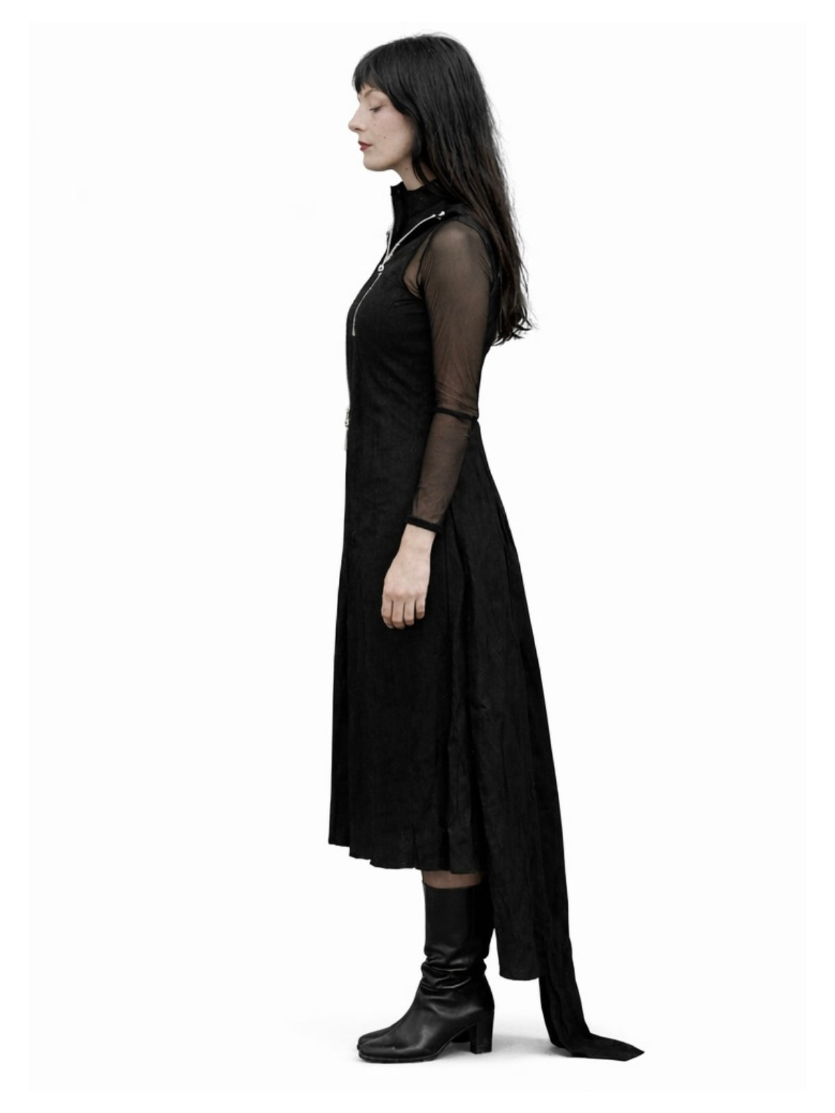 VELVET FRACTURE DRESS - BLACK
